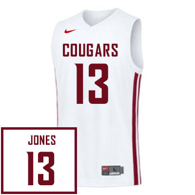 Men #13 Isaac Jones Washington State Cougars College Basketball Jerseys Stitched Sale-White - Click Image to Close